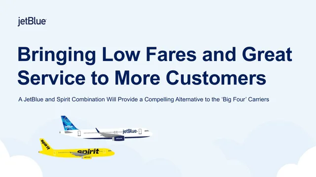 Jetblue — Bringing Low Fares and Great Service to More Customers investment banking deck cover