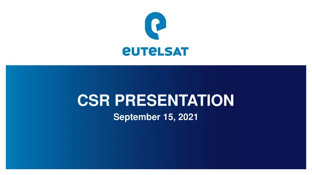 Eutelsat — Csr Presentation investment banking deck cover