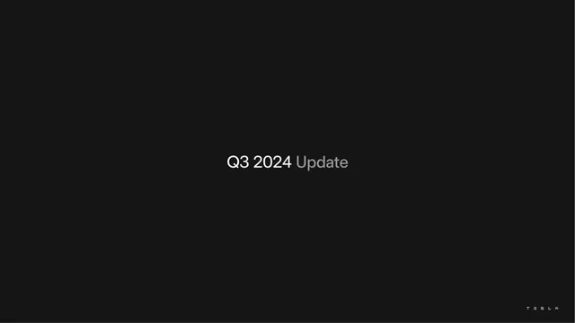 Tesla — Q3 2024 Update investment banking deck cover