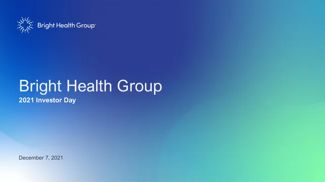 Bright Health Group investment banking deck cover