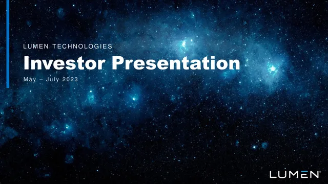 Lumen — Investor Presentation investment banking deck cover