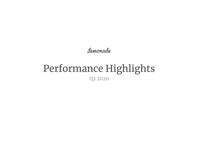 Lemonade — Performance Highlights investment banking deck cover