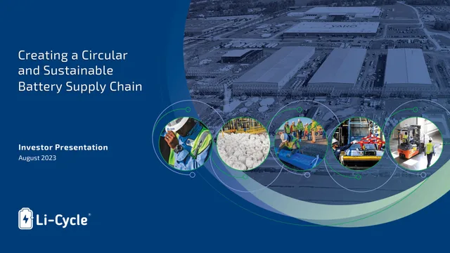 Li Cycle — Creating a Circular and Sustainable Battery Supply Chain investment banking deck cover