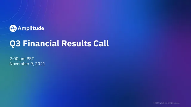 Amplitude — Q3 Financial Results Call investment banking deck cover