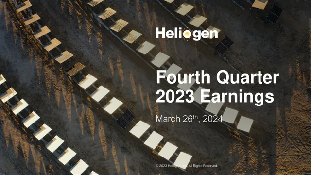 Heliogen — Fourth Quarter 2023 Earnings investment banking deck cover