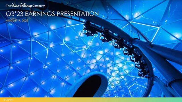 Disney — Q3'23 Earnings Presentation investment banking deck cover