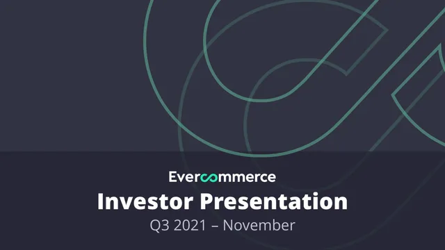 Evercommerce — Investor Presentation investment banking deck cover