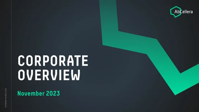 Abcellera — Corporate Overview investment banking deck cover