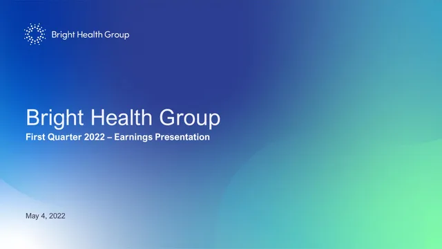 Bright Health Group investment banking deck cover