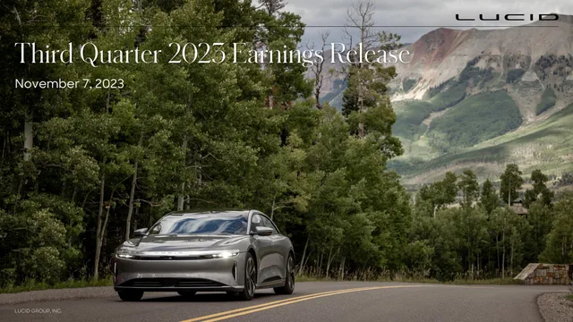Lucid Motors — Third Quarter 2023 Earnings Release investment banking deck cover