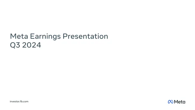 Meta — Meta Earnings Presentation Q3 2024 investment banking deck cover