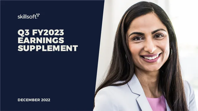 Skillsoft — Q3 Fy2023 Earnings Supplement investment banking deck cover