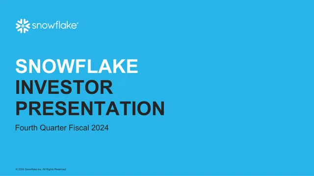 Snowflake — Snowflake Investor Presentation deck cover