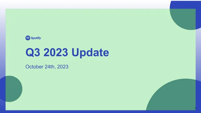 Spotify — Q3 2023 Update investment banking deck cover