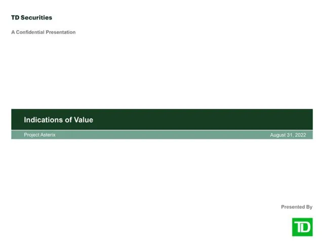 Td Securities — Indications of Value investment banking deck cover