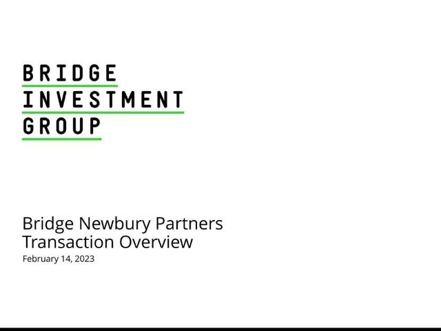 Bridge Investment Group — Title Slide investment banking deck cover