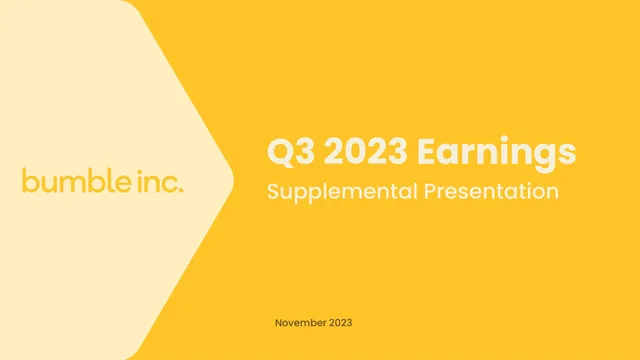 Bumble — Q3 2023 Earnings investment banking deck cover