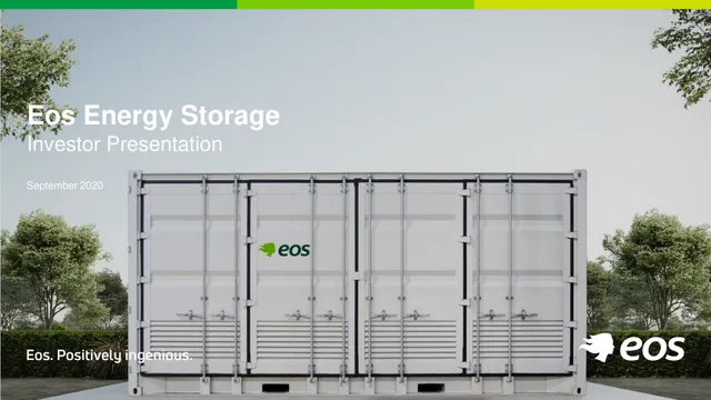 Eos Energy — Eos Energy Storage investment banking deck cover