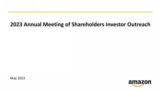 Amazon — 2023 Annual Meeting of Shareholders Investor Outreach investment banking deck cover