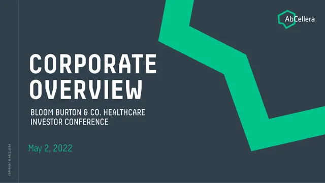 Abcellera — Corporate Overview investment banking deck cover