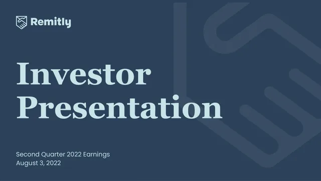 Remitly — Investor Presentation investment banking deck cover