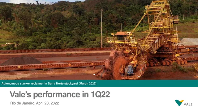 Vale — Vale’s performance in 1Q22 investment banking deck cover