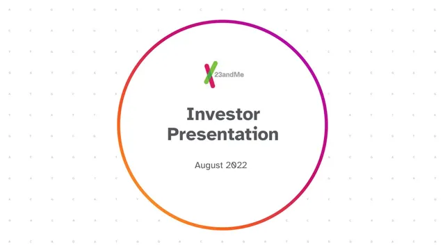23andme — Investor Presentation investment banking deck cover