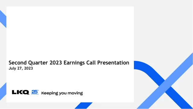 Lkq — Second Quarter 2023 Earnings Call Presentation investment banking deck cover