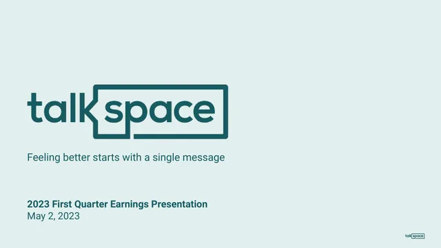 Talkspace — Title Slide investment banking deck cover