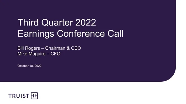 Truist Financial Corp — Third Quarter 2022 Earnings Conference Call investment banking deck cover