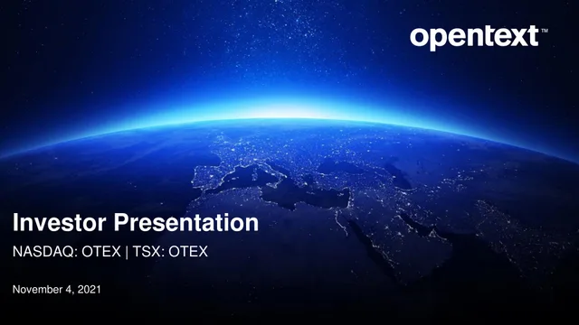 Opentext — Investor Presentation investment banking deck cover