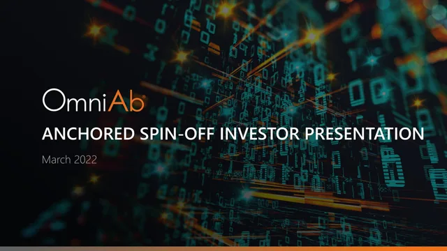 Omniab — Anchored Spin-off Investor Presentation investment banking deck cover