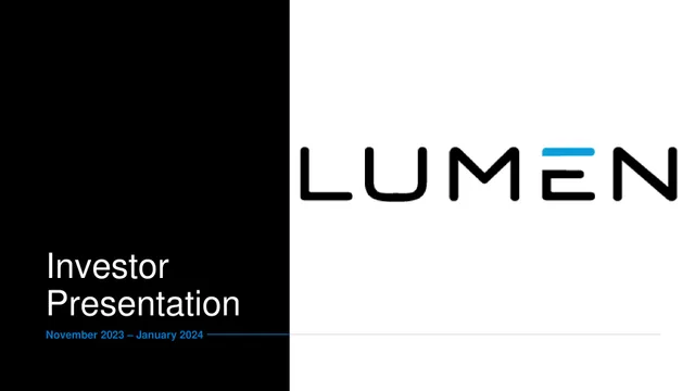 Lumen — Cover Slide investment banking deck cover