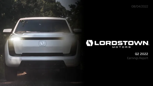 Lordstown Motors — Cover Slide investment banking deck cover