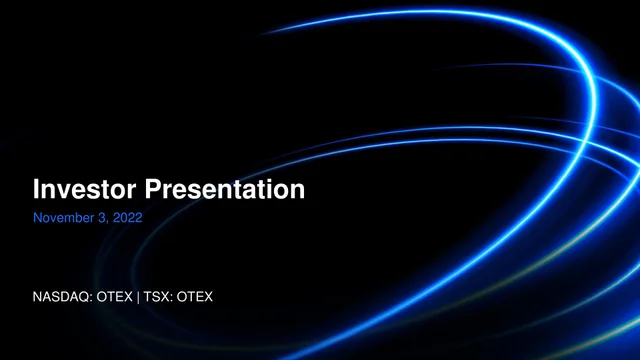 Opentext — Investor Presentation investment banking deck cover