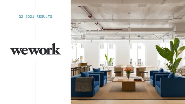 Wework — Q2 2021 Results investment banking deck cover