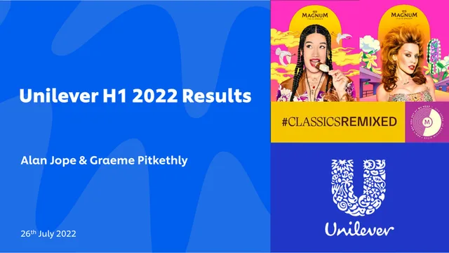 Unilever — Unilever H1 2022 Results investment banking deck cover