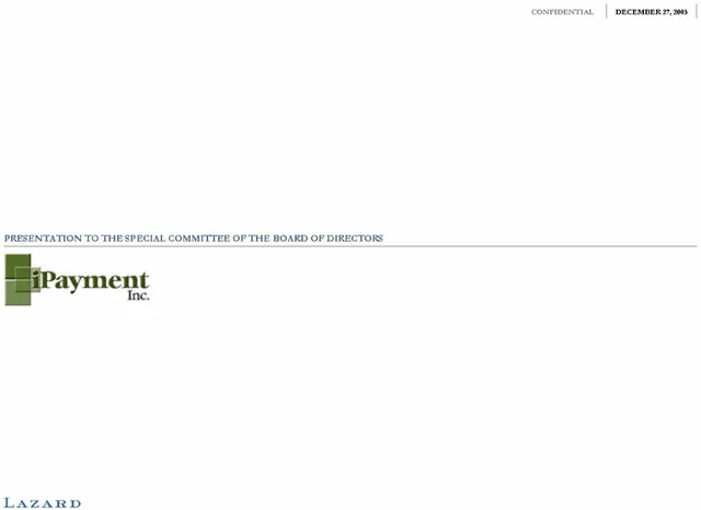 Lazard — Cover Slide investment banking deck cover