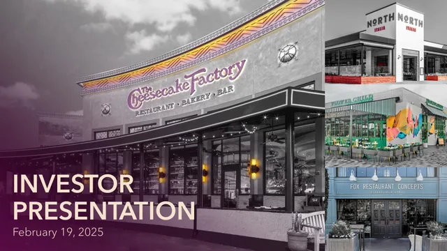 Cheesecake Factory — Investor Presentation investment banking deck cover