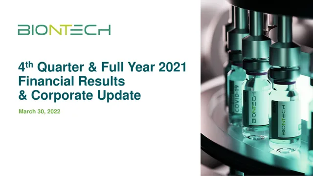 Biontech — 4th Quarter & Full Year 2021 Financial Results & Corporate Update investment banking deck cover