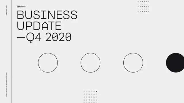 Palantir — Business Update —q4 2020 investment banking deck cover