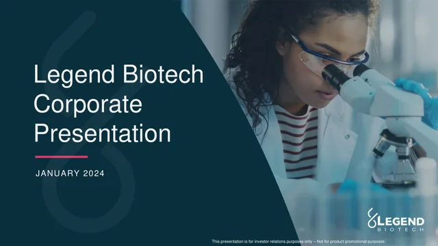 Legend Biotech — Legend Biotech Corporate Presentation investment banking deck cover