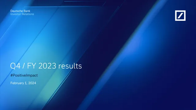 Deutsche Bank — Q4 / FY 2023 results investment banking deck cover