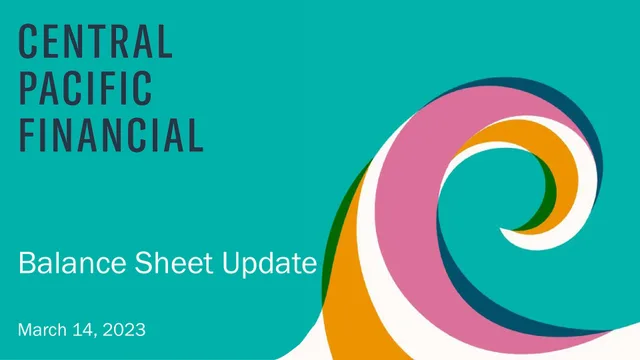 Central Pacific Financial — Balance Sheet Update investment banking deck cover