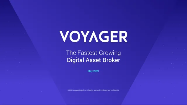 Voyager Digital — Voyager investment banking deck cover