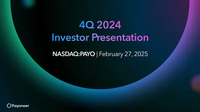 Payoneer — 4Q 2024 Investor Presentation investment banking deck cover