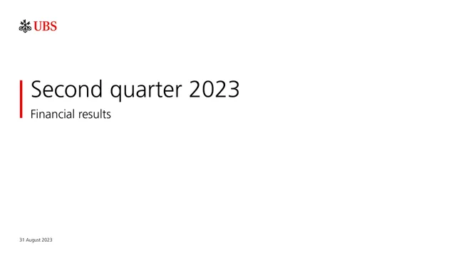 UBS — Second quarter 2023 investment banking deck cover