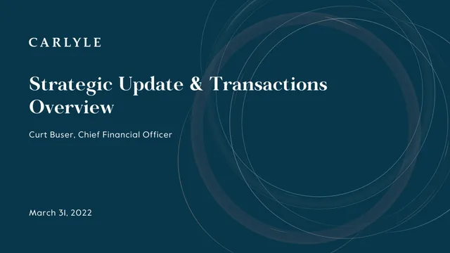 Carlyle — Strategic Update & Transactions Overview investment banking deck cover