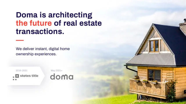 Doma — Doma is architecting the future of real estate transactions. investment banking deck cover