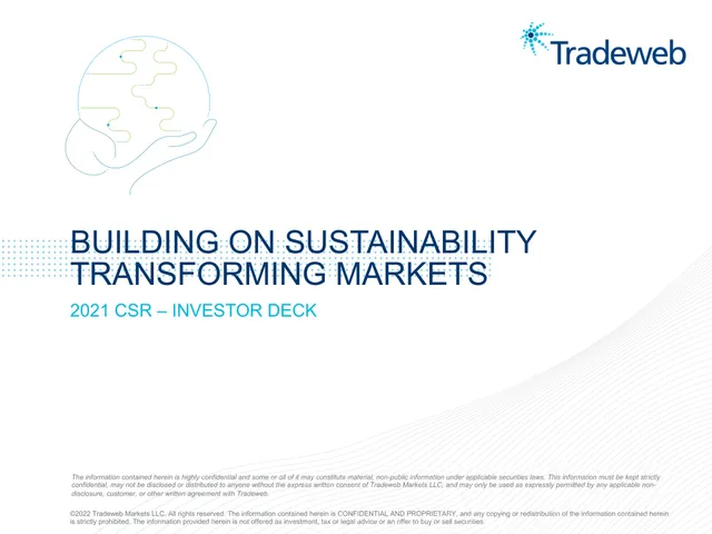 Tradeweb — Building On Sustainability Transforming Markets investment banking deck cover